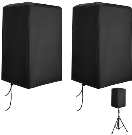 Funda para altavoz exterior de 15 pulgadas (2 unidades), impermeable, a prueba de polvo, protección UV, Oxford, para equipos de estudio, altavoces amplificados PA DJ, montados en soportes.