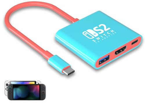 PURBHE TV Docking Station for Nintendo Switch 2 and 1 and Steam Deck, Support TV Dock Mode, Portable HDMI Adapter Accessories for Nintendo Switch 1 and OLED and 2 Dock