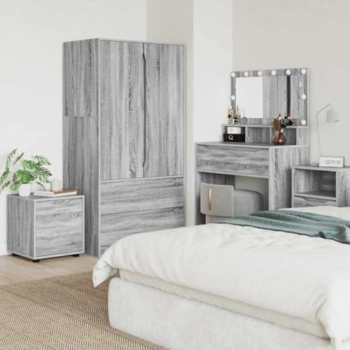 Augerlite Armoire de salle de bain en bois Sonoma gris 40,5 x 40 x 44 cm avec tiroir, armoire de rangement pour salle de bain et ménage, armoire polyvalente avec compartiment et porte pour l'ordre