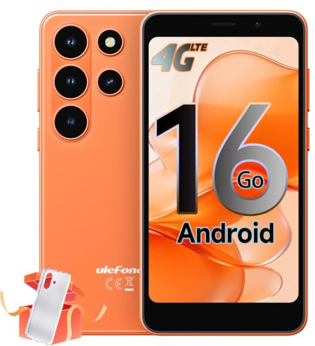 Ulefone Note 22 Handy Ohne Vertrag Android 16 Go, 20GB RAM+32GB ROM/SD-2TB, 3000mAh Austauschbarer Akku, Mini 5.0 Octa Core Smartphone DREI Kartenfächer Dual SIM 4G/Face ID/GPS/OTG/FM Orange