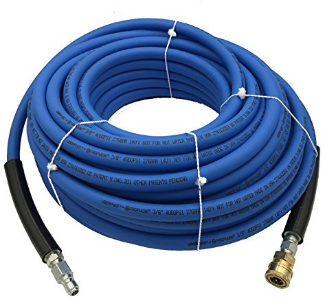 UBERFLEX 4,000 PSI 3/8 x 100' Blue Flexible & Light Weight Hose w/QC Couplers