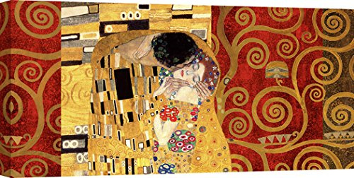 ART PRINT CAFE' Leinwandbild: Klimt – Der Kuss (Gold), 100x50 | Hochwertige Kunstdrucke auf Leinwand, 100 % Made in Italy, bereit zum Aufhängen!