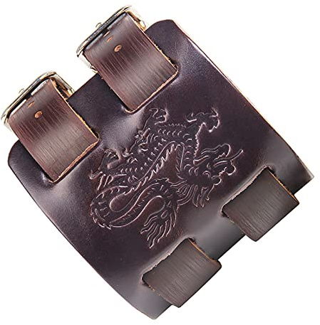 Thajaling Braun Männer Leder Armband einstellbar breit Armreif Manschette Lederarmband Drachen Armbänder
