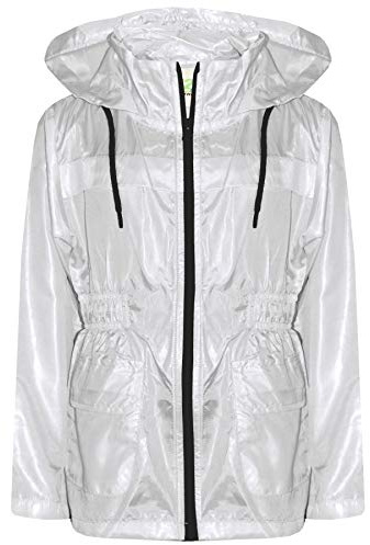 A2Z 4 Kids Raincoat Jackets Windbreaker Waterproof Parka Shower Resistant Hooded Raincoat Children Girls Boys Age 5-13 Years White