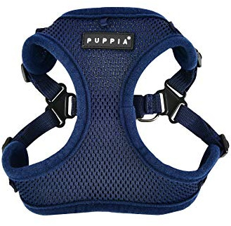 Puppia 4-Point-Dog Harness small dog and medium dog harness - Super soft and comfortable in many colours - Also usable as Puppy Harness - Anti Pull Dog Lead,navy