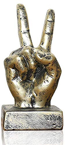 LEPENDOR Finger Geste Statuen Hand Skulptur Dekor Handskulptur Dekorationen für Zuhause & Büro - Golden, Siegesfinger