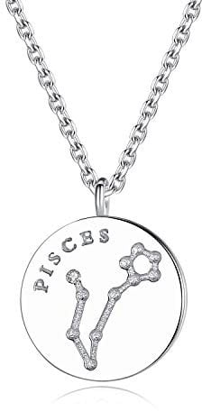 VIKI LYNN Women Girls 925 Sterling Silver CZ Pisces Zodiac Star Sign Necklace