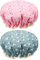 2 Pcs Shower Cap Elastic Band Waterproof Bath Caps Double Layers Reusable With Ruffled Edge Covering Ears for Girls and Women