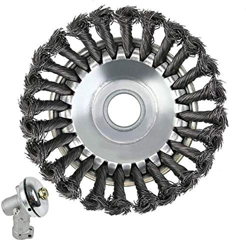 WingFly Coupe-tête de Tondeuse, Cône Noué Fil d'herbe Fil Métallique Brosse de Roue de Tondeuse à Gazon pour Outil de Nettoyage de Mauvaises Herbes de Jardin (6 Pouces avec tête)