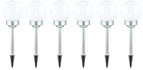 LED Solarkugel Gartendeko Außenleuchte weiß Gartenlampe Kugelleuchte weiß, Kunststoff, warmweiß, DxH 15x42,5 cm, 6er Set