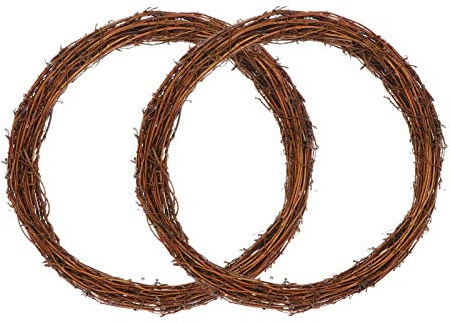 2Pcs 30Cm Anillo de de Vid Natural Rústico Rattan Vines Base Branch DIY Garland Manualidades para Navidad Acción de Gracias Casa Pared Puerta de Entrada Regalo Colgante