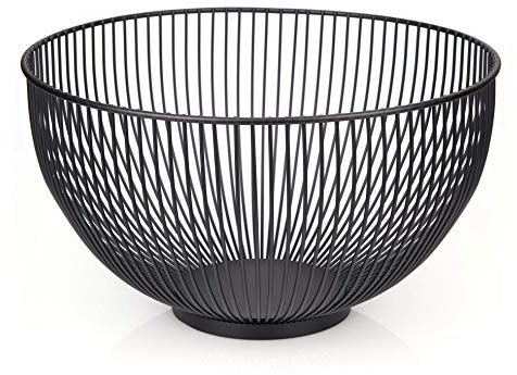 CALUTEA Moderne Obstschale // Metall // Rund, Schwarz // dekorativer Designer Obstkorb