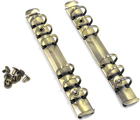 Meprotal 2 Packungen A6-Notizbücher Metall 6-Ring-Binder-Mechanismus Ersatz-Kit mit Schrauben und Muttern für DIY lose Blätter Buch, DIY Fotoalbum, Papieraufbewahrungsmappe (Bronze)