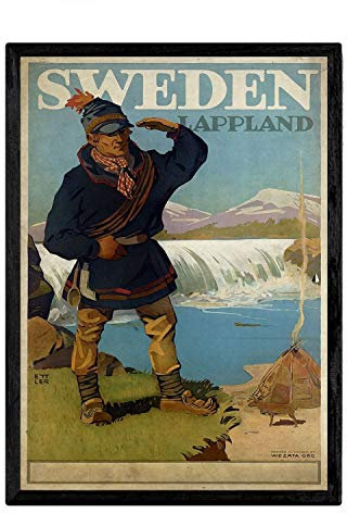 Nacnic Vintage Poster Schweden. Blätter für Interieur mit klassischen und antiken Werbebildern zu dekorieren. Gemälde Retro-Dekor. A4-Format