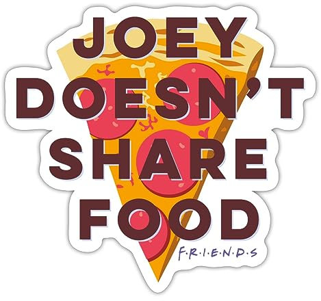 Spreadshirt Friends Joey Teilt Kein Essen Sticker, 10 x 10 cm, Mattweiß