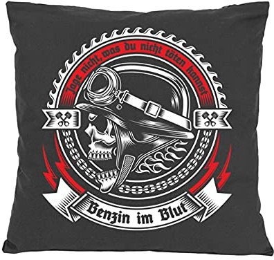 Spaß Kostet Kissen mit Spruch und Füllung Dekokissen Motorrad Benzin im Blut