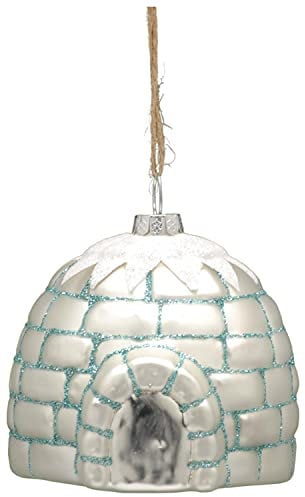 Festive Productions Christmas Tree Glass Bauble Hanging Ornament : 8cm Igloo