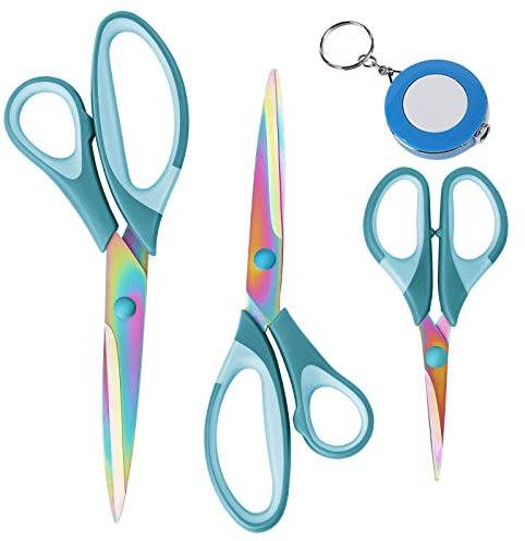 Schere, Titan-Klinge Soft-Grip Schere, Satz von 3 Schere für Büro, Haus, Schule und Schneider. (Blau)