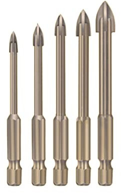 5 Pcs Tip Drill Bits Set Assorted Size Tile Drill Bits Set Efficient Universal Drilling Tool for Glass, Ceramic Tile Wall