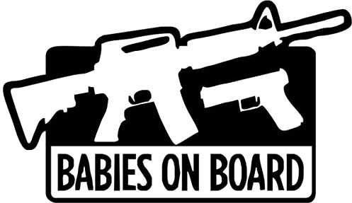 generisch Baby on Board Aufkleber Waffe AR15 Sticker Glock Autoaufkleber Gun on Board Sportschütze Jäger Car Sticker (Schwarz)