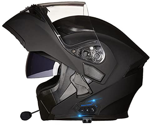 GAOZ Bluetooth Casco Moto Modular Casco Moto Abatible Integrado con Un Micrófono Incorporado Y Visera Doble ECE Homologado,Unisex Protección Motociclet Modular De Cascos Integrales