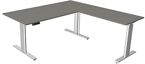 Kerkmann Certeo Eckschreibtisch Move.3 | Elektrisch höhenverstellbar | Gestell Silber | HxBxT 720-1200 x 1800 x 800 mm | Graphit | Sitz- und Stehtisch Bürotisch Arbeitstisch