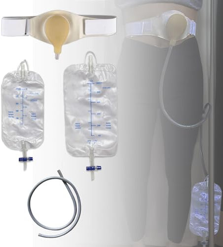 Urinbeutel-Set mit Schlauch für Blasen- und Stomaversorgung – 500 ml & 1000 ml Beutel für Tag und Nacht, mit Taillenstützsystem für Patienten mit Ileostomie, Kolostomie und Zystektomie