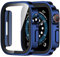 Amizee 2 Stück Hard Hülle Kompatibel mit Apple Watch Schutzhülle 40mm Series 6/5/4/SE mit Tempered Glass Displayschutz, Ultradünn Kratzfeste Schutzhülle für iWatch 40mm (Blau/Transparente)