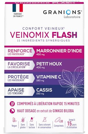 Jambes Lourdes Hemorroide Granions Veinomix - Circulation Flash - 30 Comp.