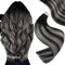 Easyouth Balayage Tape in Extensions Echthaar Ombre Extensions Echthaar Tape Off Black Mix Silber und Off Black Echthaar Extensions Tape 55 cm 50g 20pcs #1B/Silver/1B