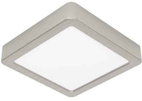 EGLO LED Deckenleuchte Fueva 5, Deckenlampe 16 cm, Lampe Decke dimmbar, Aufbauleuchte aus Metall in Silber, 1350 Lumen, warmweiß