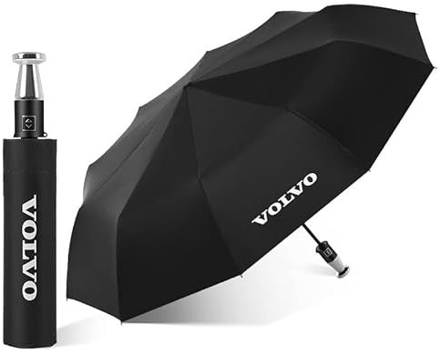 OLOTU Vollautomatischer Taschenschirm für Volvo S40 S60 S80 C30 S90 XC40 XC60 XC90 V40 V50 V60 V90 Sonnenschutz Regenfest Schneefest Robust und Langlebig Mit Auto Logo,A
