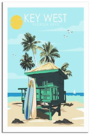 YONGCAI Key West Florida Keys Beach Vintage Reise Poster Leinwand Wand Home Room Decor Kunst Poster Malerei Bild Druck Geschenk Poster
