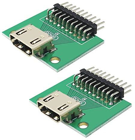 PENGLIN 2 Stück HDMI Typ A 19 Polige Buchse vergoldet HDMI 19 Pins Adapter Testplatine mit Grüner Platine und Stiftleisten