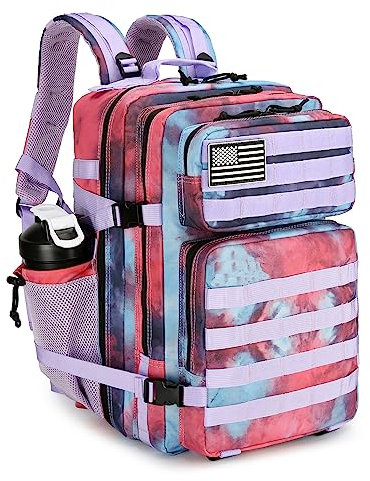 KXBUNQD Militärischer taktischer Rucksack, 45 l, Wanderrucksack, für Herren und Damen, Molle-Armee-Rucksack, Tagesrucksack für Camping, Angeln, Reisen, Nebula Camo, 45 Liters, Rucksack, Rucksäcke