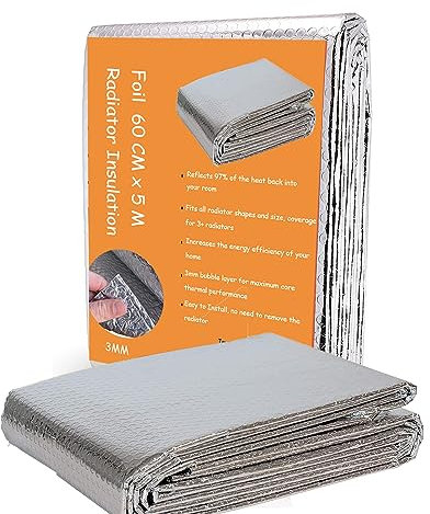 Vivo Technologies Radiator Reflector Panels, Radiator Reflective Foil Insulation for Save Energy & Money, 5m x 60cm Thermal Bubble Heating Insulation Easy to Cut and Install Radiator Insulation Foil…
