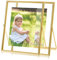 SAREAL Schwebender Bilderrahmen, 2 Stück 15x20cm Eleganter Gold Fotorahmen für Tischplatte, Metall Desktop Fotorahmen aus Glas für Home Decoration