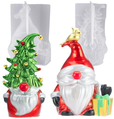 LET'S RESIN Weihnachtswichtel, Kunstharz-Formen, 2 Stück, Weihnachtsmann-Zwerge, Epoxidharz-Formen mit lässigem Hut, Weihnachtsbaum-Zwerg, lustige Silikonformen für Epoxidharz, Weihnachtsschmuck,