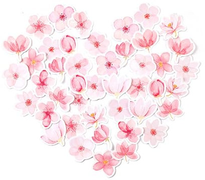 Autocollants en Fleurs de Cerisier, 45 Pièces, Couleurs Vives, Adhésif Fort, Autocollants Sakura pour Scrapbooking, pour Journal Intime, Décoration DIY