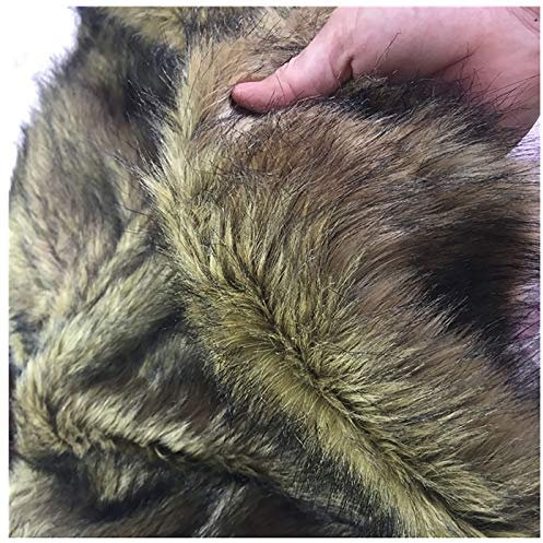 NIANTONG Faux Wolf fur Fabric Langes Haar für DIY Crafts, Leichte Brown Black Furry Fabricy Shag für DIY Dekoration Decke Party Kostüm Schals Modeteppiche Anime Cosplay 175x50cm