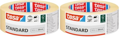 tesa Standard Malerband für scharfe Farbkanten, 50 m x 38 mm (Packung mit 2)