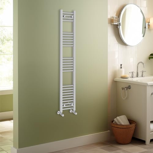 Warmehaus Contemporary Straight Heated Bathroom Towel Rail Radiator Rad - 1600x300mm - Chrome