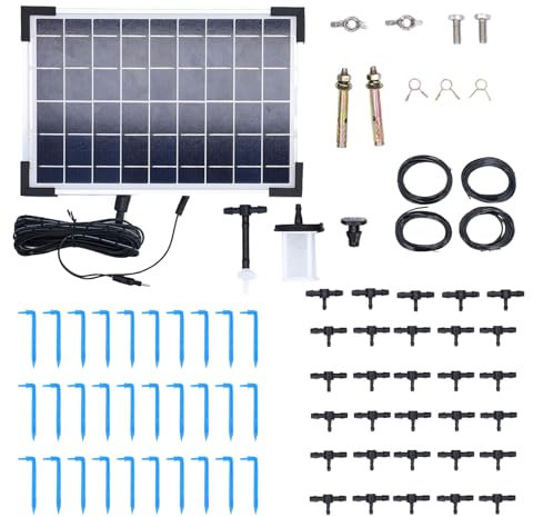 Solares Automatisches Bewässerungssystem, 9 V, 5 W, 10 Timing-Modi, Pflanzenbewässerungsgeräte, IP65 Wasserdicht, ABS-Material, Einfache Installation, Batterie-Backup, für Gärten