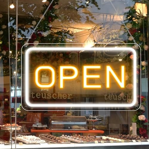 16x 9 Adjustable Brightness Open Signs for Business, Ultra Bright Lighted Sign Open Powered by USB with ON/OFF, Electric Light up Sign for Stores, Restaurants, Retail Shops, Bar (Horizontal)
