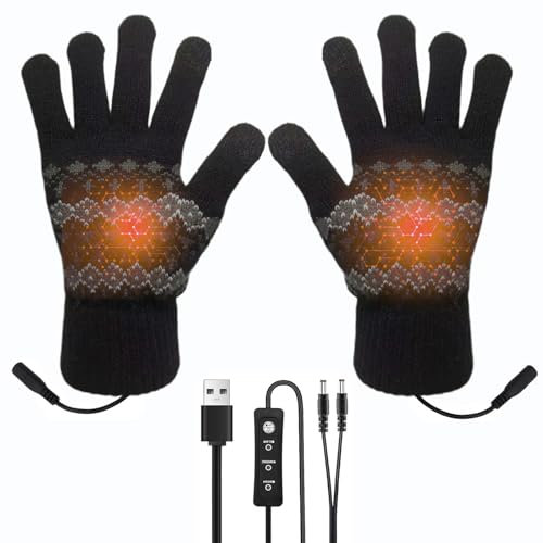 Nircho USB-beheizte Handschuhe mit beidseitiger Heizung und Touchscreen-Funktion für Damen und Herren - DREI-Gang einstellbare Temperatur - Warmhalte-Handschuhe für drinnen und draußen