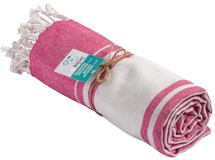 Colorfamily Telo Mare In Cotone Riciclato Telo Spiaggia 170X90cm Asciugamano Da Spiaggia con Frange Idea Regalo divertente Fucsia