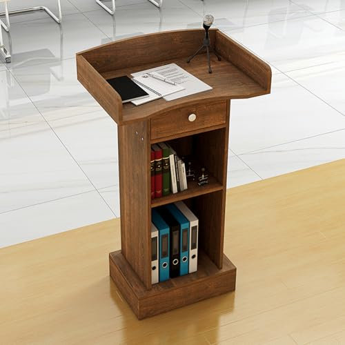 Rednerpult-Podiumsständer aus Holz mit Schublade und offenem Ablagefach, Kanzeln für Kirchen, stehender Podiumsschreibtisch für Klassenzimmer, Hochzeit, Büro, Konferenz