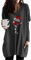 EFOFEI Damen Lässiges Weihnachtskleid Basic Lose Mini Kleid Langen Ärmeln Weihnachtspullover Muster Sweatshirt Weinglas Dunkelgrau XXL
