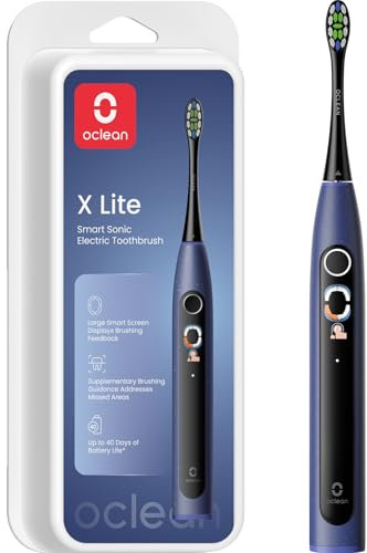 Oclean Elektrische Zahnbürste X Lite Blau, Schallzahnbürste mit 5 Putzmodi, Electric Toothbrush mit 40 Tage Akkulaufzeit, 72000VPM, IPX7 Wasserdicht, EasyStart, SmarTimer,Dunkelblau