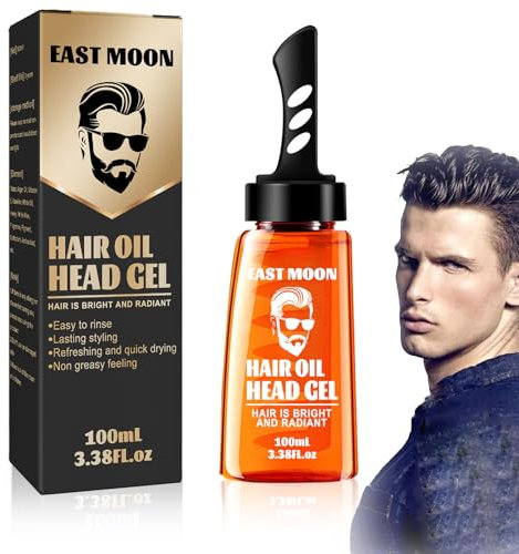 Hair Oil Head Gel,One-Comb Shaping-Styling Gel Comb,2-in-1-Haarwachsgel Mit Kamm,Haarstyling-Gel für Männer,Haarstyling-Gel zum Modellieren der Haare und natürliches Stylen der Haare-100ml